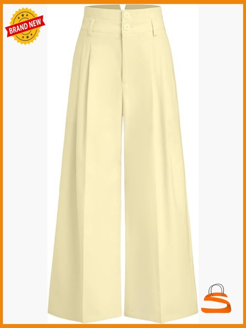 Wide Leg Linen Blend Trousers Pleated Pants Button Front